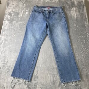 Lucky Brand Jeans 8/29A Zoe High Rise Straight Blue Raw Hem Medium Wash Denim